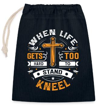 Wenn das Leben zu schwer wird, um zu stehen, knie dich hin. - Verschließbarer Geschenkbeutel aus Baumwolle (25x30cm) - Navy - Vorne