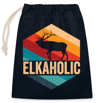 Chasse à l’élan Elkaholic Hunters - Sac cadeau en coton avec cordon (25 x 30 cm) - bleu marine - Devant