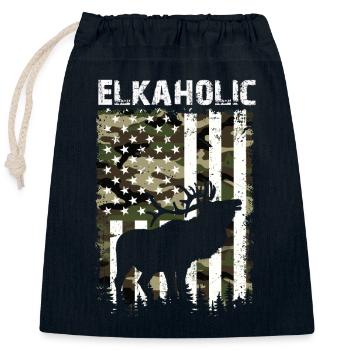 Chasse à l’élan Elkaholic Hunters - Sac cadeau en coton avec cordon (25 x 30 cm) - bleu marine - Devant