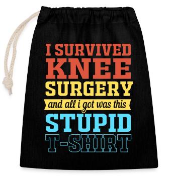 Knie Operation - Verschließbarer Geschenkbeutel aus Baumwolle (25x30cm) - Schwarz - Vorne