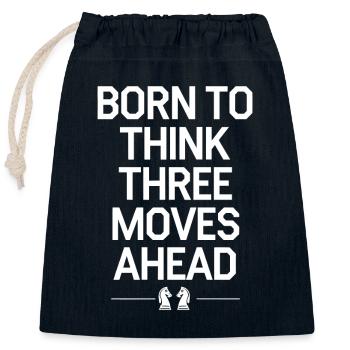 Mouvement de renaissance des échecs Chess Lover Strategic - Sac cadeau en coton avec cordon (25 x 30 cm) - bleu marine - Devant