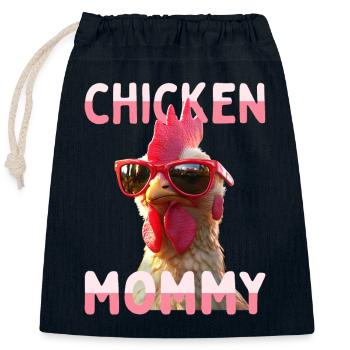 Poulet Maman Poulet Maman Femme du fermier Poules Fête des mères - Sac cadeau en coton avec cordon (25 x 30 cm) - bleu marine - Devant
