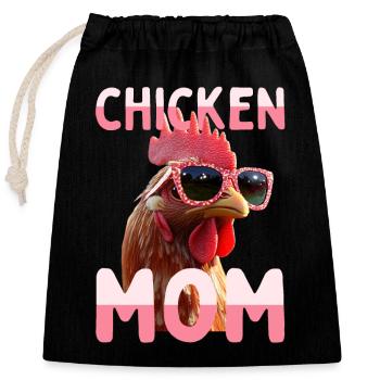 Poulet Maman Poulet Maman Femme du fermier Poules Fête des mères - Sac cadeau en coton avec cordon (25 x 30 cm) - noir - Devant
