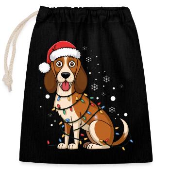 Foxhound Lumières de Noël Noël Chiens Cadeaux - Sac cadeau en coton avec cordon (25 x 30 cm) - noir - Devant