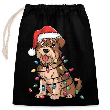 Glen of Imaal Terrier Noël Lumières Noël Chiens - Sac cadeau en coton avec cordon (25 x 30 cm) - noir - Devant