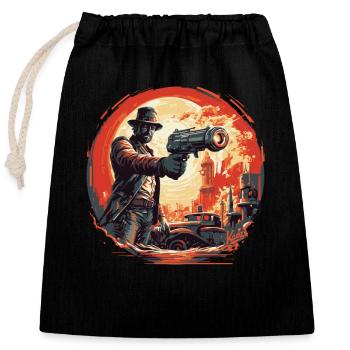Confrontation de canons à faisceau de science-fiction - Sac cadeau en coton avec cordon (25 x 30 cm) - noir - Devant