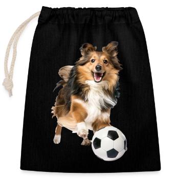Chien de berger Shetland - Sac cadeau en coton avec cordon (25 x 30 cm) - noir - Devant