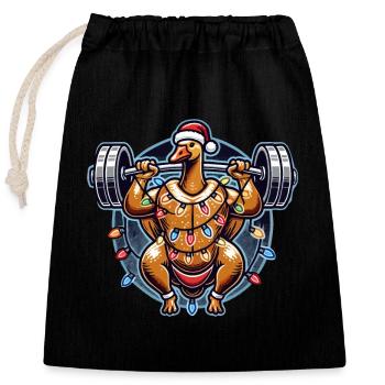 Lustige Weihnachtsgans Bodybuilding Spaß - Verschließbarer Geschenkbeutel aus Baumwolle (25x30cm) - Schwarz - Vorne