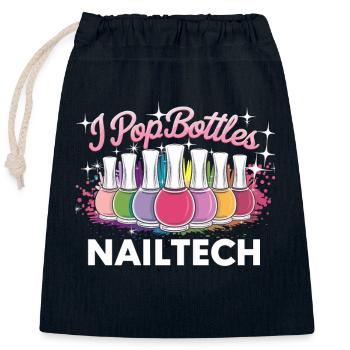 I Pop Bottles Nailtech für jede Kosmetikerin - Verschließbarer Geschenkbeutel aus Baumwolle (25x30cm) - Navy - Vorne
