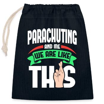 me parachuter, c’est comme - Sac cadeau en coton avec cordon (25 x 30 cm) - bleu marine - Devant