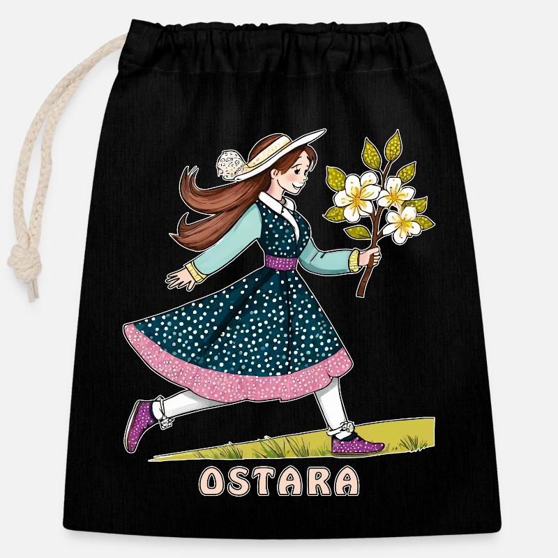OSTARA ENFANT - Sac cadeau en coton avec cordon (25 x 30 cm) - noir