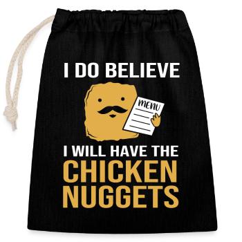 Chicken Nuggets - Verschließbarer Geschenkbeutel aus Baumwolle (25x30cm) - Schwarz - Vorne