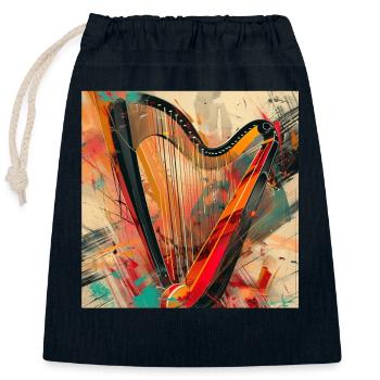 Harp - Closable cotton gift bag (25x30cm) - navy - Front