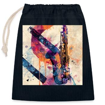 Saxophone - Closable cotton gift bag (25x30cm) - navy - Front