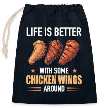 Life Is Better With Some Chicken Wings Around - Verschließbarer Geschenkbeutel aus Baumwolle (25x30cm) - Navy - Vorne