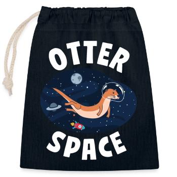 Otter Pun Space Science Astronaut - Verschließbarer Geschenkbeutel aus Baumwolle (25x30cm) - Navy - Vorne