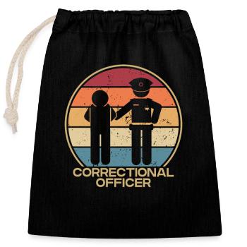 Retro Correctional Facility Prison Guard - Closable cotton gift bag (25x30cm) - black - Front