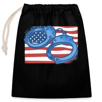 Correctional Officer American Flag Corrections - Closable cotton gift bag (25x30cm) - black - Front