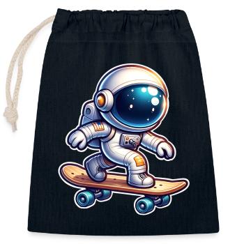 Skateboard Skater Astronaut - Closable cotton gift bag (25x30cm) - navy - Front