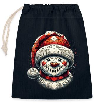Polygone Art Bonhomme de neige Père Noël Chapeau Original - Sac cadeau en coton avec cordon (25 x 30 cm) - bleu marine - Devant
