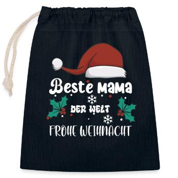 Beste Mama der Welt Last Minute Geschenk Mutter - Verschließbarer Geschenkbeutel aus Baumwolle (25x30cm) - Navy - Vorne