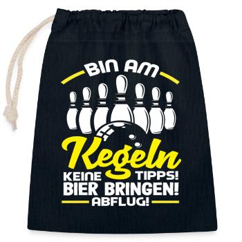Je joue au bowling pas de pourboires Apportez de la bière départ - Sac cadeau en coton avec cordon (25 x 30 cm) - bleu marine - Devant