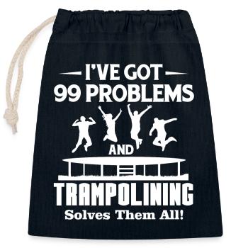 Trampolining Solves All Problems - Closable cotton gift bag (25x30cm) - navy - Front