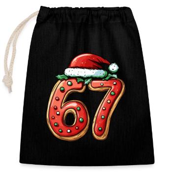 67 Number Christmas Biscuit - Closable cotton gift bag (25x30cm) - black - Front