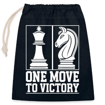 Mouvement de renaissance des échecs Chess Lover Strategic - Sac cadeau en coton avec cordon (25 x 30 cm) - bleu marine - Devant