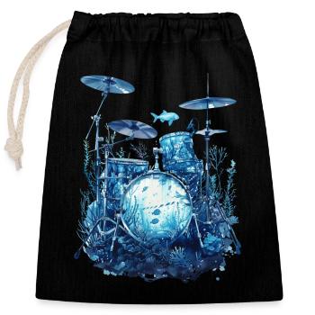 Fish Drums - Closable cotton gift bag (25x30cm) - black - Front