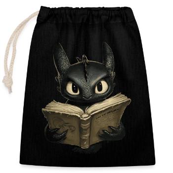 Black Dragon Mystical Design for Book Fans - Closable cotton gift bag (25x30cm) - black - Front