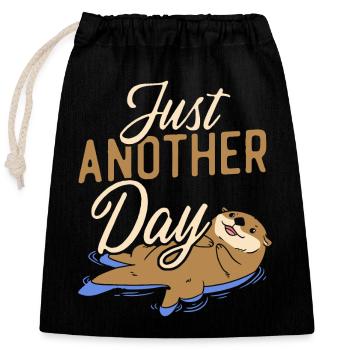Otter Pun Just Anotter Day - Sac cadeau en coton avec cordon (25 x 30 cm) - noir - Devant