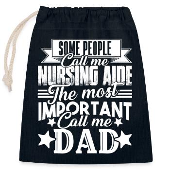 Nursing Aide Nursing Aide Dad - Closable cotton gift bag (25x30cm) - navy - Front