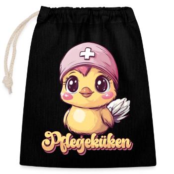 Pflegeküken Altenpflegerin Azubi Krankenpflegerin - Verschließbarer Geschenkbeutel aus Baumwolle (25x30cm) - Schwarz - Vorne
