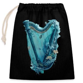 Fish Harp - Closable cotton gift bag (25x30cm) - black - Front