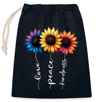 Summer Flowers Inspiration Love LGBTQ Rainbow - Closable cotton gift bag (25x30cm) - navy - Front