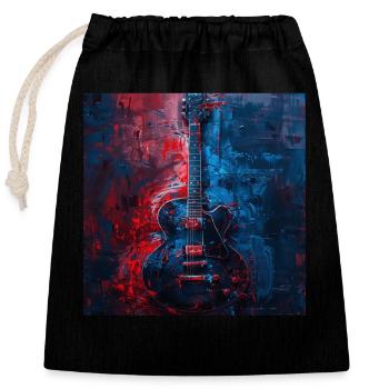 Guitare - Sac cadeau en coton avec cordon (25 x 30 cm) - noir - Devant