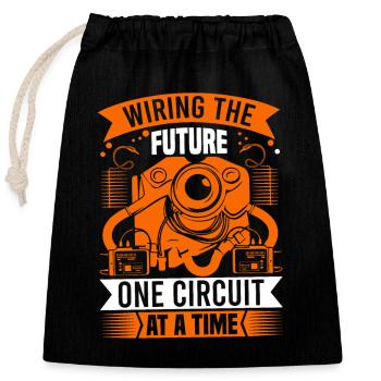Câblage de l’avenir, un circuit à la fois. - Sac cadeau en coton avec cordon (25 x 30 cm) - noir - Devant