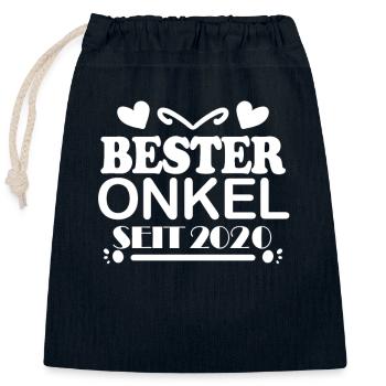 Bester Onkel seit 2020 - Verschließbarer Geschenkbeutel aus Baumwolle (25x30cm) - Navy - Vorne