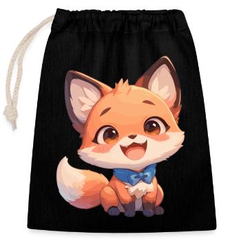 Füchse Fuchs - Verschließbarer Geschenkbeutel aus Baumwolle (25x30cm) - Schwarz - Vorne