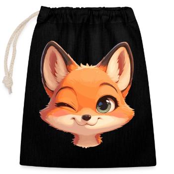 Füchse Fuchs - Verschließbarer Geschenkbeutel aus Baumwolle (25x30cm) - Schwarz - Vorne