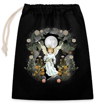 Engel spirituell Märchen Märchenfigur Beschützer - Verschließbarer Geschenkbeutel aus Baumwolle (25x30cm) - Schwarz - Vorne
