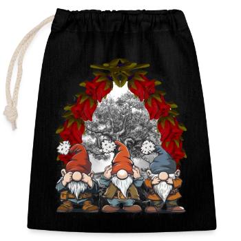Christmas Weihnachten Märchen Märchenfigur Zwerge - Verschließbarer Geschenkbeutel aus Baumwolle (25x30cm) - Schwarz - Vorne