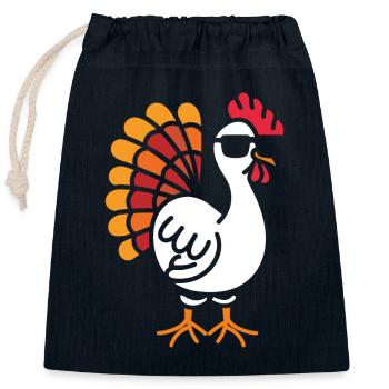 Chicken - Closable cotton gift bag (25x30cm) - navy - Front