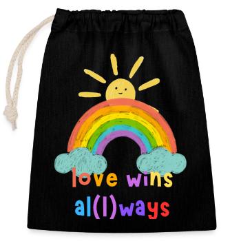 Rainbow LGBTQ Valentine's Day and Love Parade - Closable cotton gift bag (25x30cm) - black - Front