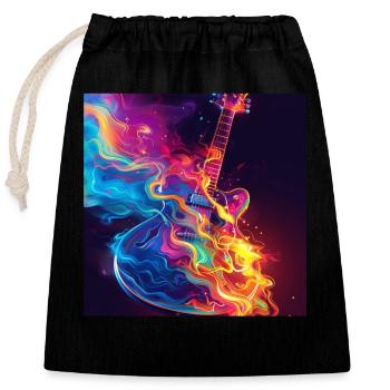 Guitare - Sac cadeau en coton avec cordon (25 x 30 cm) - noir - Devant