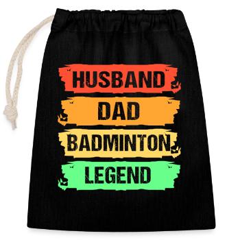 Badminton - Closable cotton gift bag (25x30cm) - black - Front
