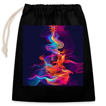 Guitare - Sac cadeau en coton avec cordon (25 x 30 cm) - noir - Devant
