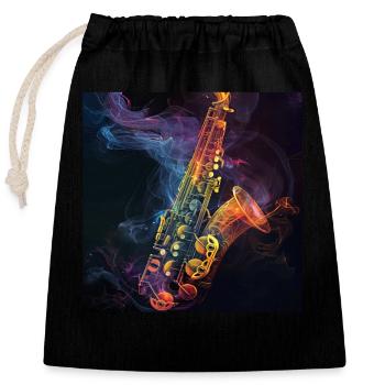 Saxophone - Closable cotton gift bag (25x30cm) - black - Front