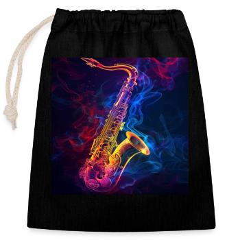Saxophone - Closable cotton gift bag (25x30cm) - black - Front